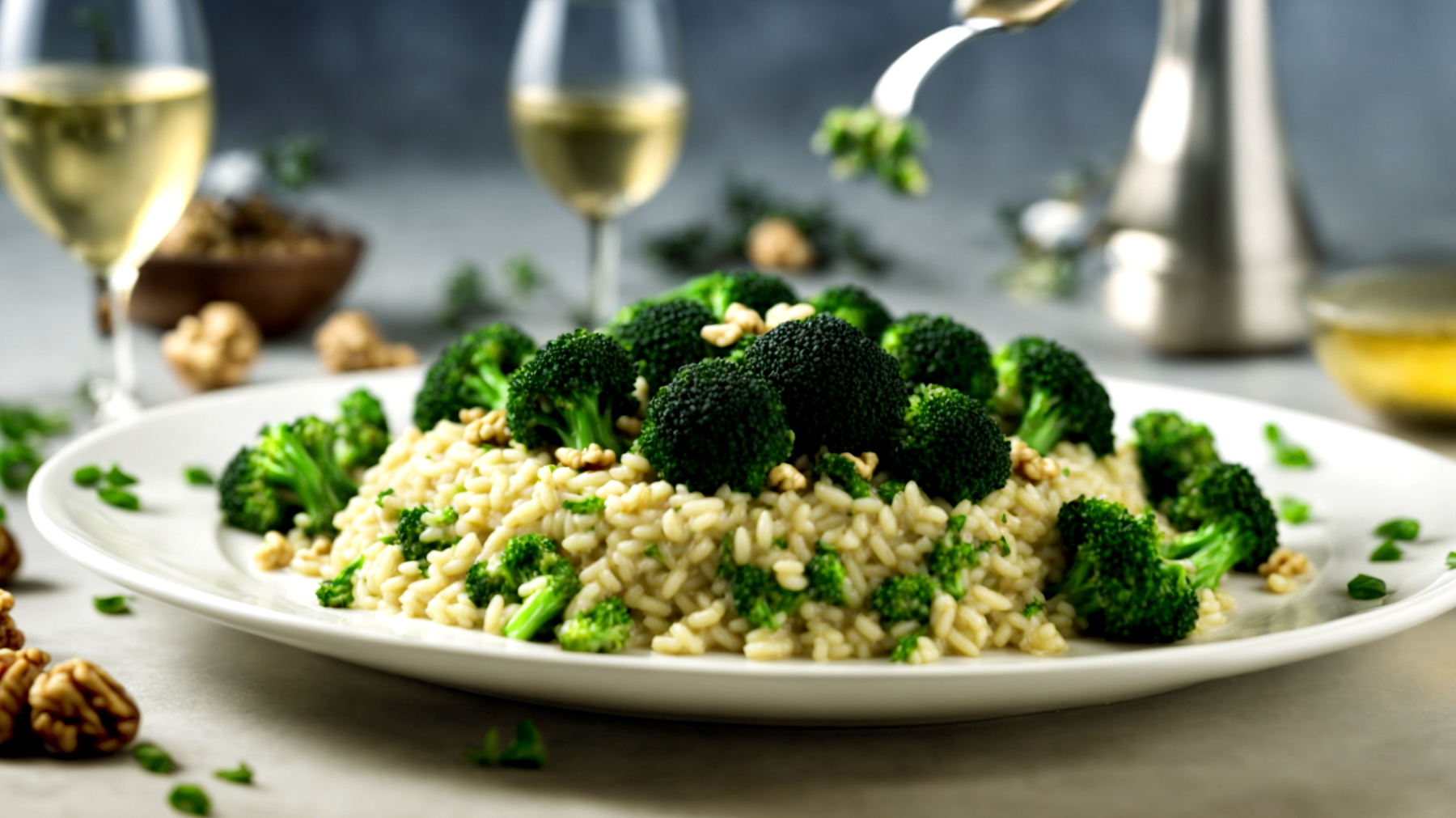 Risotto alla zafferano broccoli noci"